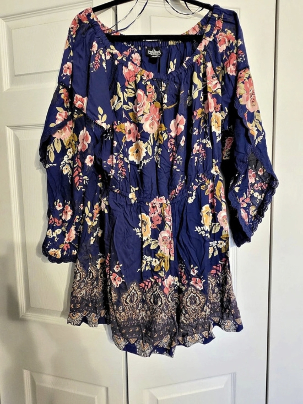 Angie Floral Romper in Blue & Pink 2X